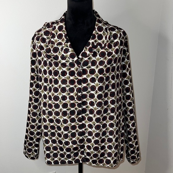 Impressions of California buttoned down long sleeves polyester shirt blouse top - Picture 1 of 7